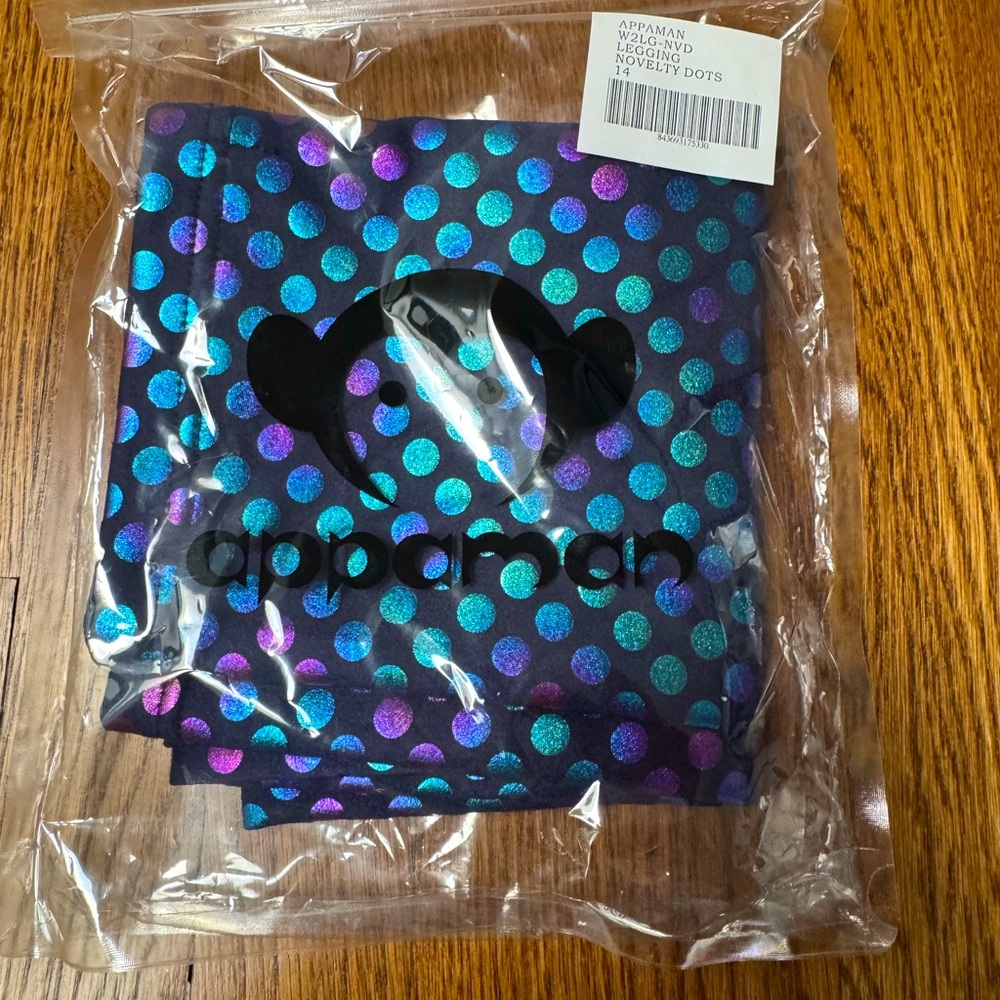 NWT Appaman Girls Novelty Dots Metallic Dogs Blue Purple Leggings Sz 14